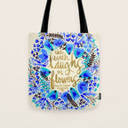 The Earth Laughs in Flowers - Gold & Blue Tote Bag Gallery Image 1