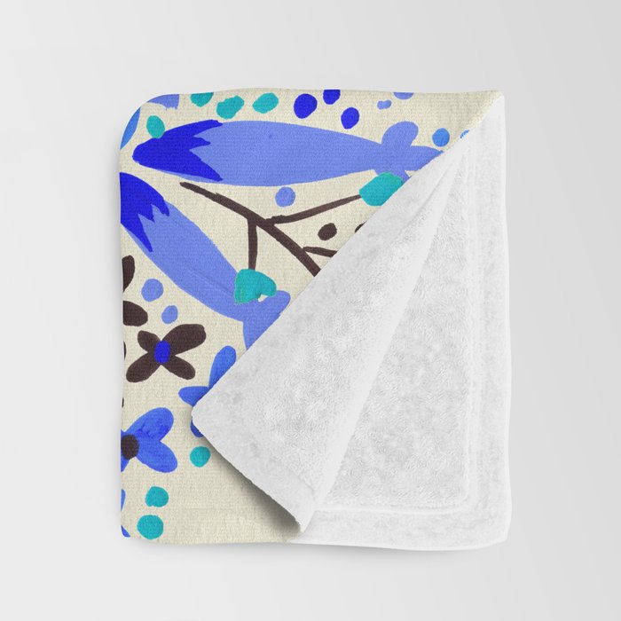 The Earth Laughs in Flowers - Gold & Blue Throw Blanket Gallery Image 3