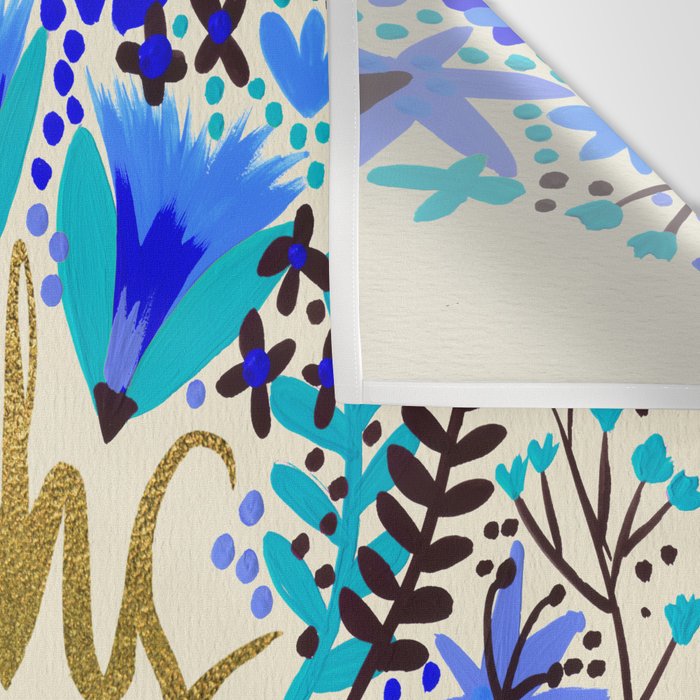 The Earth Laughs in Flowers - Gold & Blue Wall Tapestry Gallery Image 3