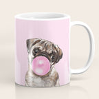Pug with Pink Bubble Gum Coffee Mug Gallery Image 1