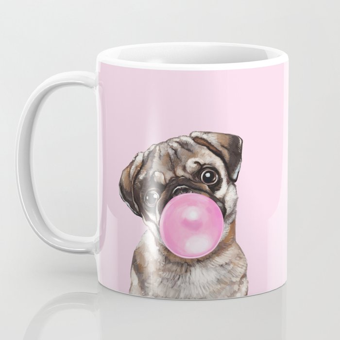 Pug with Pink Bubble Gum Coffee Mug Gallery Image 3