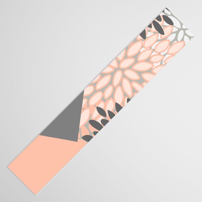 Modern, Floral Prints, with Block Color, Coral and Gray Table Runner Gallery Image 3