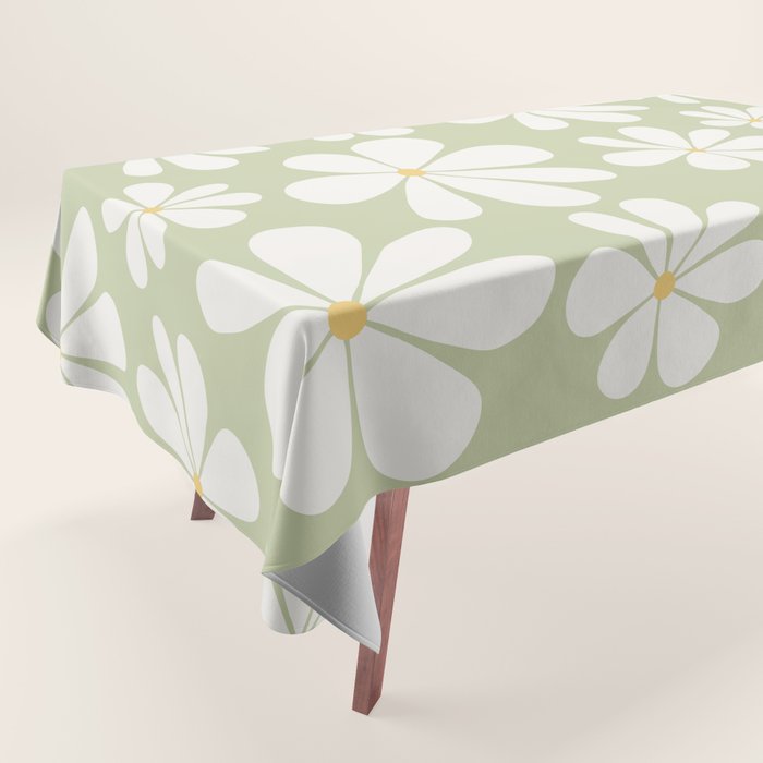 Retro Daisy Pattern - Pastel Green Tablecloth Gallery Image 1