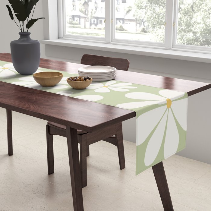 Retro Daisy Pattern - Pastel Green Table Runner Gallery Image 2