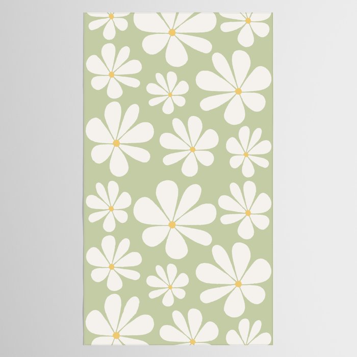 Retro Daisy Pattern - Pastel Green Tablecloth Gallery Image 2