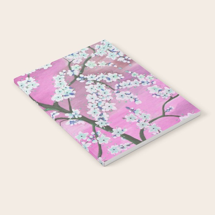 Elegant white pink floral painting pattern Notebook Gallery Image 1