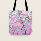 Elegant white pink floral painting pattern Tote Bag Gallery Image 1