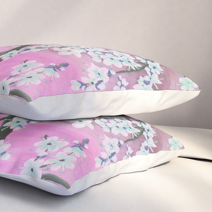Elegant white pink floral painting pattern Pillow Sham Gallery Image 3