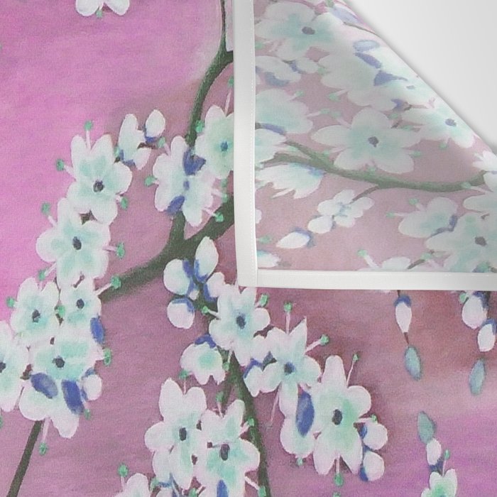 Elegant white pink floral painting pattern Wall Tapestry Gallery Image 3