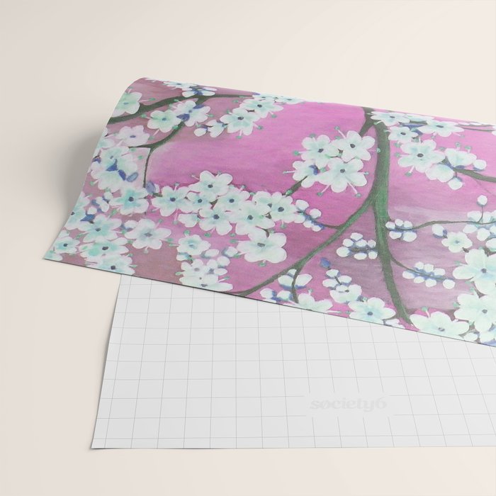 Elegant white pink floral painting pattern Wrapping Paper Gallery Image 2