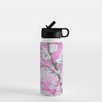 Elegant white pink floral painting pattern Water Bottle Gallery Image 1
