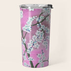 Elegant white pink floral painting pattern Travel Mug Gallery Image 2