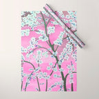 Elegant white pink floral painting pattern Wrapping Paper Gallery Image 1