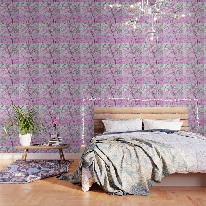 Elegant white pink floral painting pattern Wallpaper Gallery Image 1
