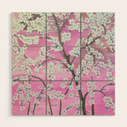 Elegant white pink floral painting pattern Wood Wall Art Gallery Image 1