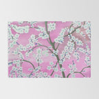 Elegant white pink floral painting pattern Rug Gallery Image 2
