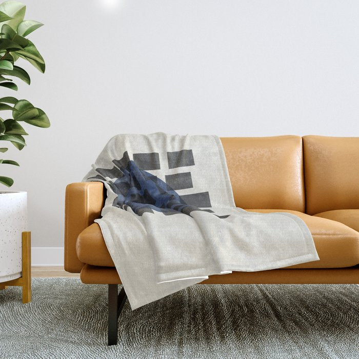 Minimalist Japandi Object Blue No.05 Throw Blanket Gallery Image 1