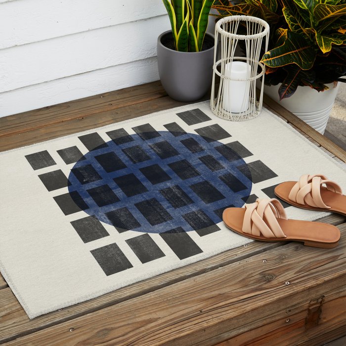 Minimalist Japandi Object Blue No.05 Outdoor Rug Gallery Image 2