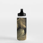 Gold Palm Leaves on Black Water Bottle Gallery Image 3