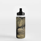 Gold Palm Leaves on Black Water Bottle Gallery Image 2