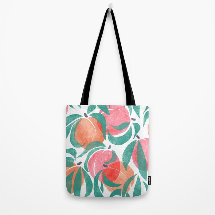Peaches - peach pink and teal Tote Bag Gallery Image 2