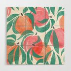 Peaches - peach pink and teal Wood Wall Art Gallery Image 1