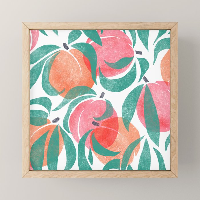 Peaches - peach pink and teal Mini Art Print Gallery Image 1