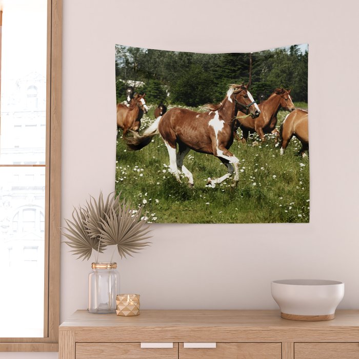 Spring Horse Run Wall Tapestry Gallery Image 2