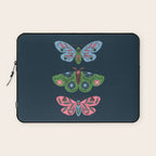 Folk Floral Moths and Butterflies Blue Laptop Sleeve Gallery Image 1
