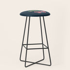 Folk Floral Moths and Butterflies Blue Stool Gallery Image 1