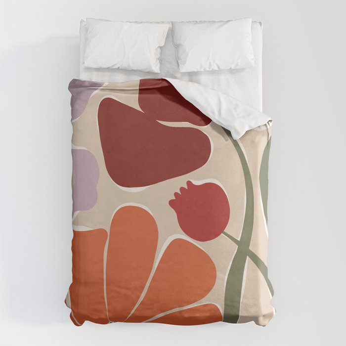 abstract flower retro flow art print  Duvet Cover Gallery Image 6