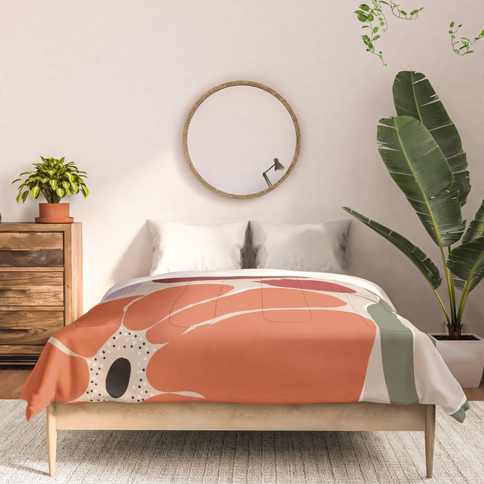 abstract flower retro flow art print  Comforter Gallery Image 3