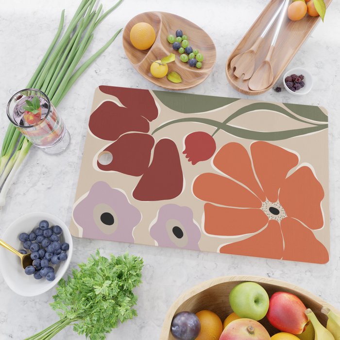 abstract flower retro flow art print  Cutting Board Gallery Image 2