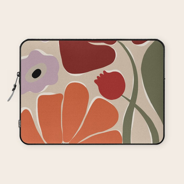 abstract flower retro flow art print  Laptop Sleeve Gallery Image 1