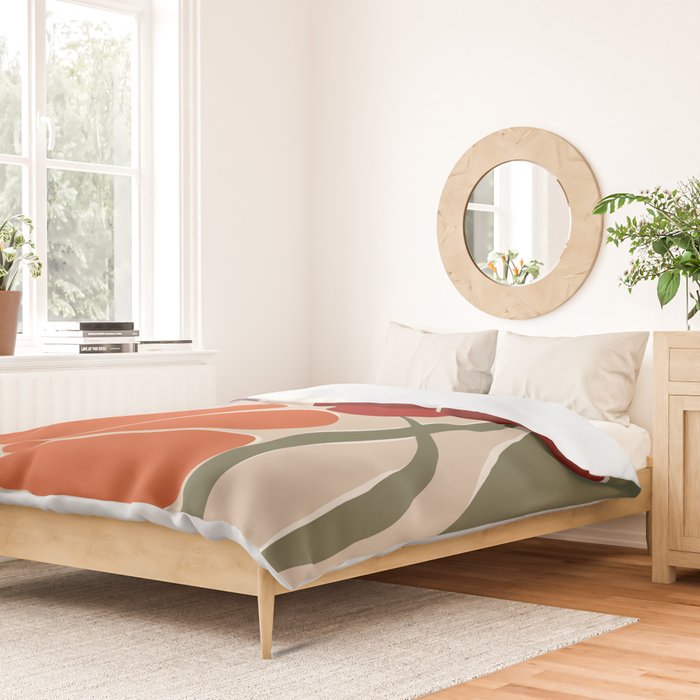abstract flower retro flow art print  Duvet Cover Gallery Image 2