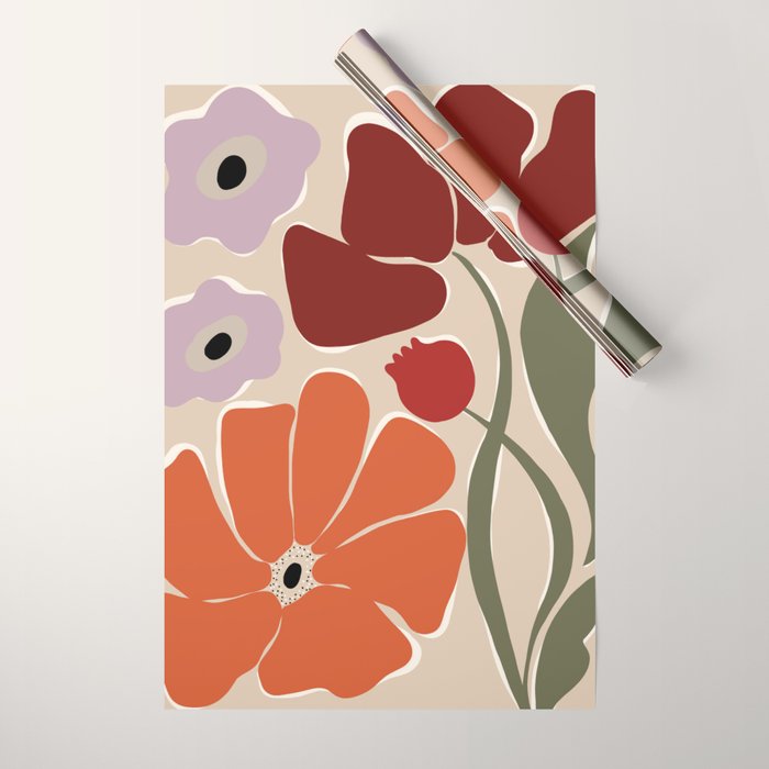 abstract flower retro flow art print  Wrapping Paper Gallery Image 1