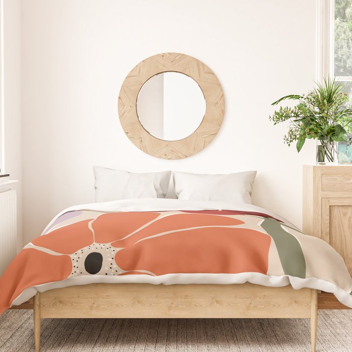 abstract flower retro flow art print  Duvet Cover Gallery Image 3