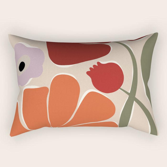abstract flower retro flow art print  Rectangular Pillow Gallery Image 1