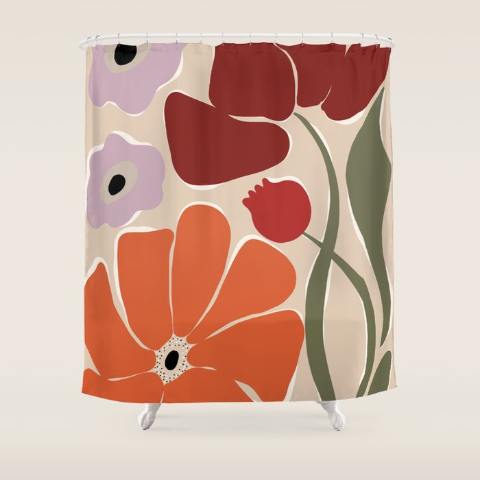 abstract flower retro flow art print  Shower Curtain Gallery Image 1