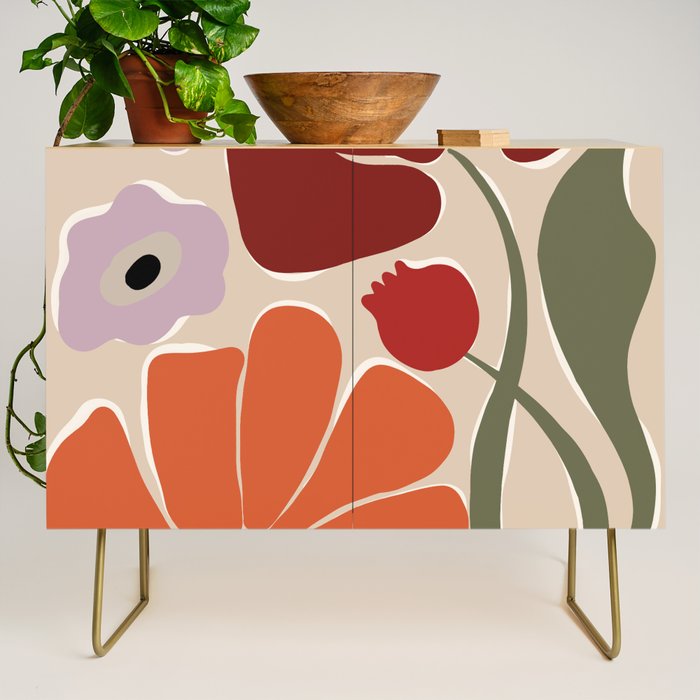abstract flower retro flow art print  Credenza Gallery Image 1