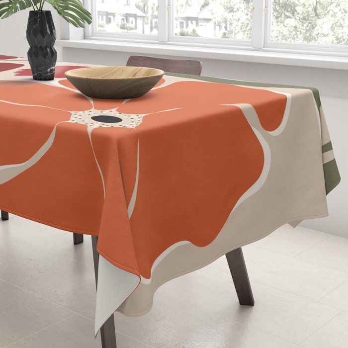 abstract flower retro flow art print  Tablecloth Gallery Image 3