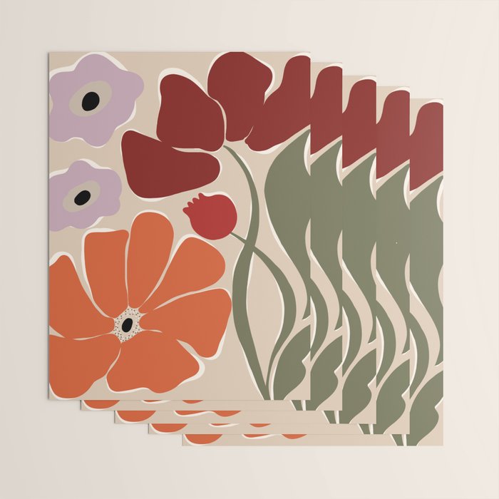 abstract flower retro flow art print  Wrapping Paper Gallery Image 3