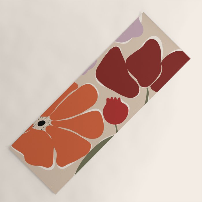 abstract flower retro flow art print  Yoga Mat Gallery Image 1