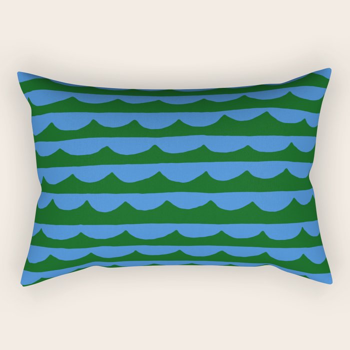Thin Scalloped Line in blue and green Rectangular Pillow Gallery Image 1