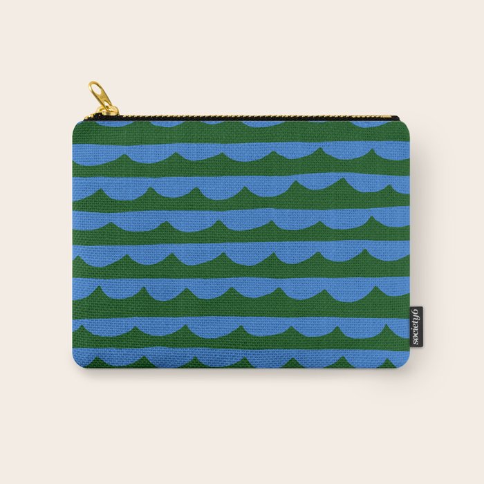 Thin Scalloped Line in blue and green Carry All Pouch Gallery Image 1