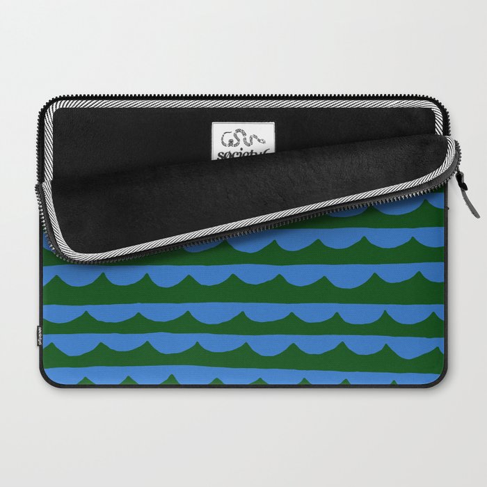 Thin Scalloped Line in blue and green Laptop Sleeve Gallery Image 2