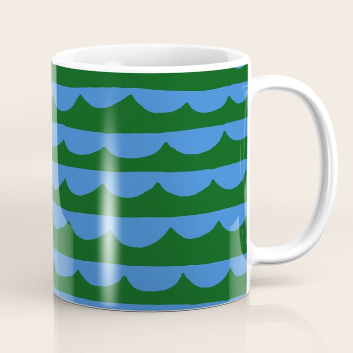 Thin Scalloped Line in blue and green Coffee Mug Gallery Image 1