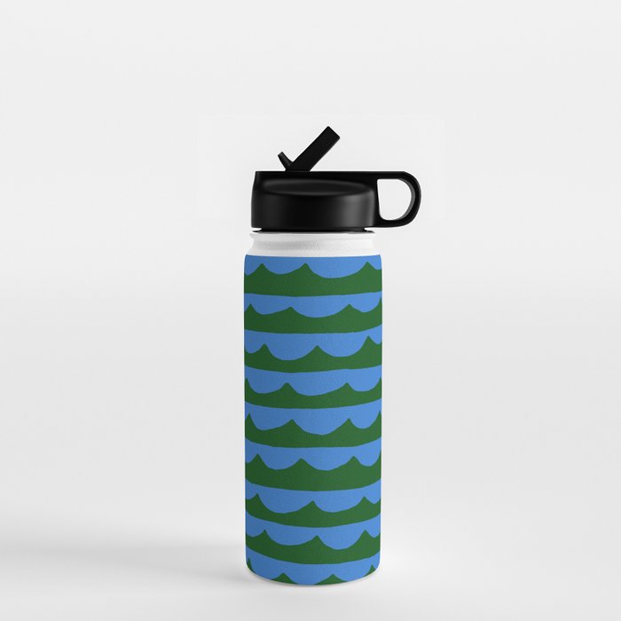 Thin Scalloped Line in blue and green Water Bottle Gallery Image 1
