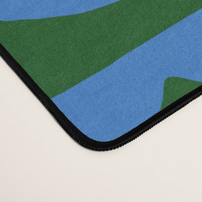 Thin Scalloped Line in blue and green Desk Mat Gallery Image 4