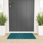 Thin Scalloped Line in blue and green Welcome Mat Gallery Image 3